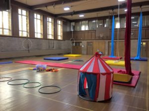 Circus gear set up in the interior of our Leaside location